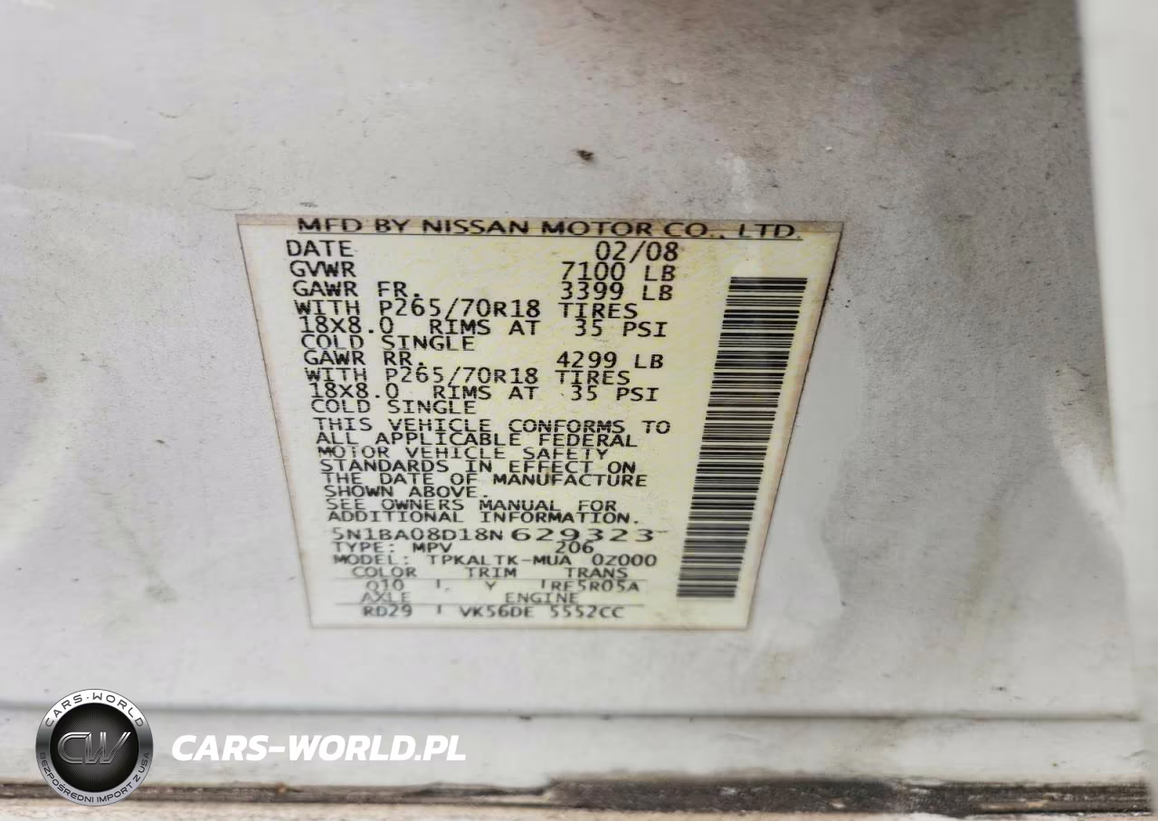 2008 Nissan Armada Se Ffv VIN:5N1BA08D18N629323 - 13