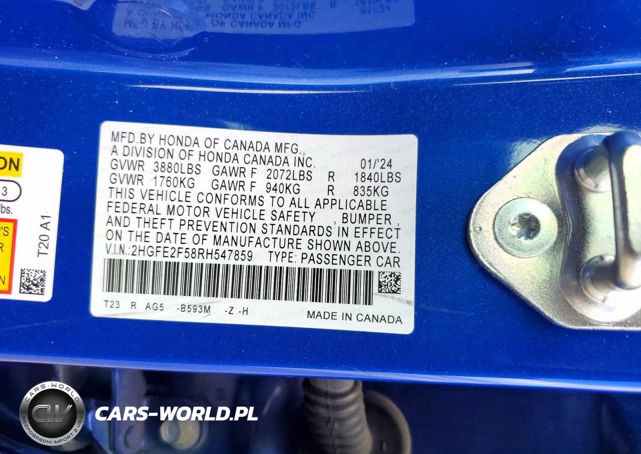 2024 Honda Civic Sport VIN:2HGFE2F58RH547859 - 13