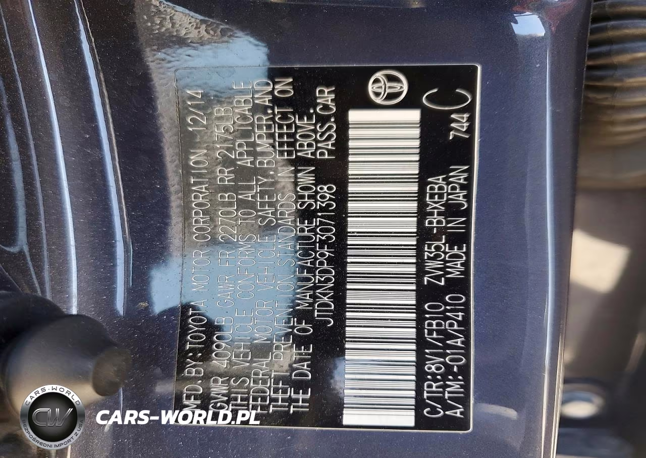 2015 Toyota Prius Plug-In Hybrid Base VIN:JTDKN3DP9F3071398 - 12