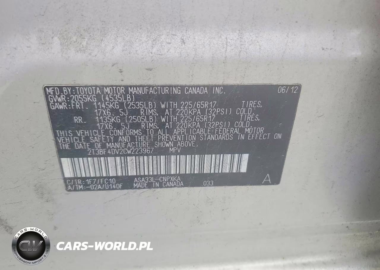 2012 Toyota Rav4 Base VIN:2T3BF4DV2CW223967 - 13