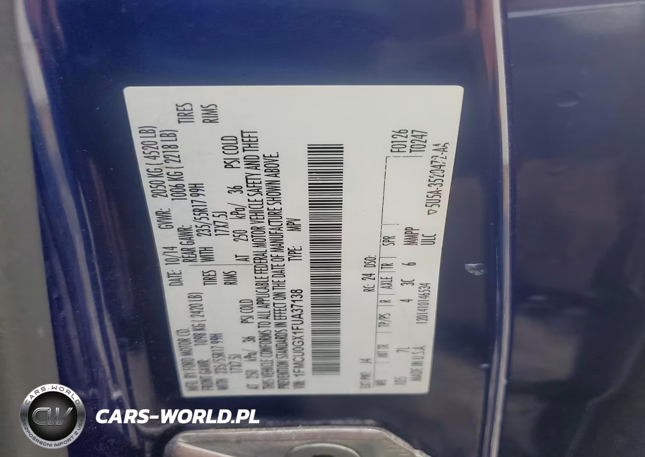 2015 Ford Escape Se VIN:1FMCU0GX1FUA37138 - 12