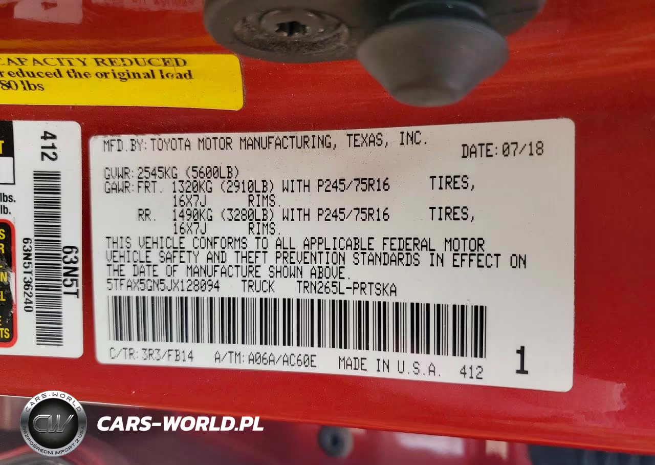 2018 Toyota Tacoma Sr VIN:5TFAX5GN5JX128094 - 12