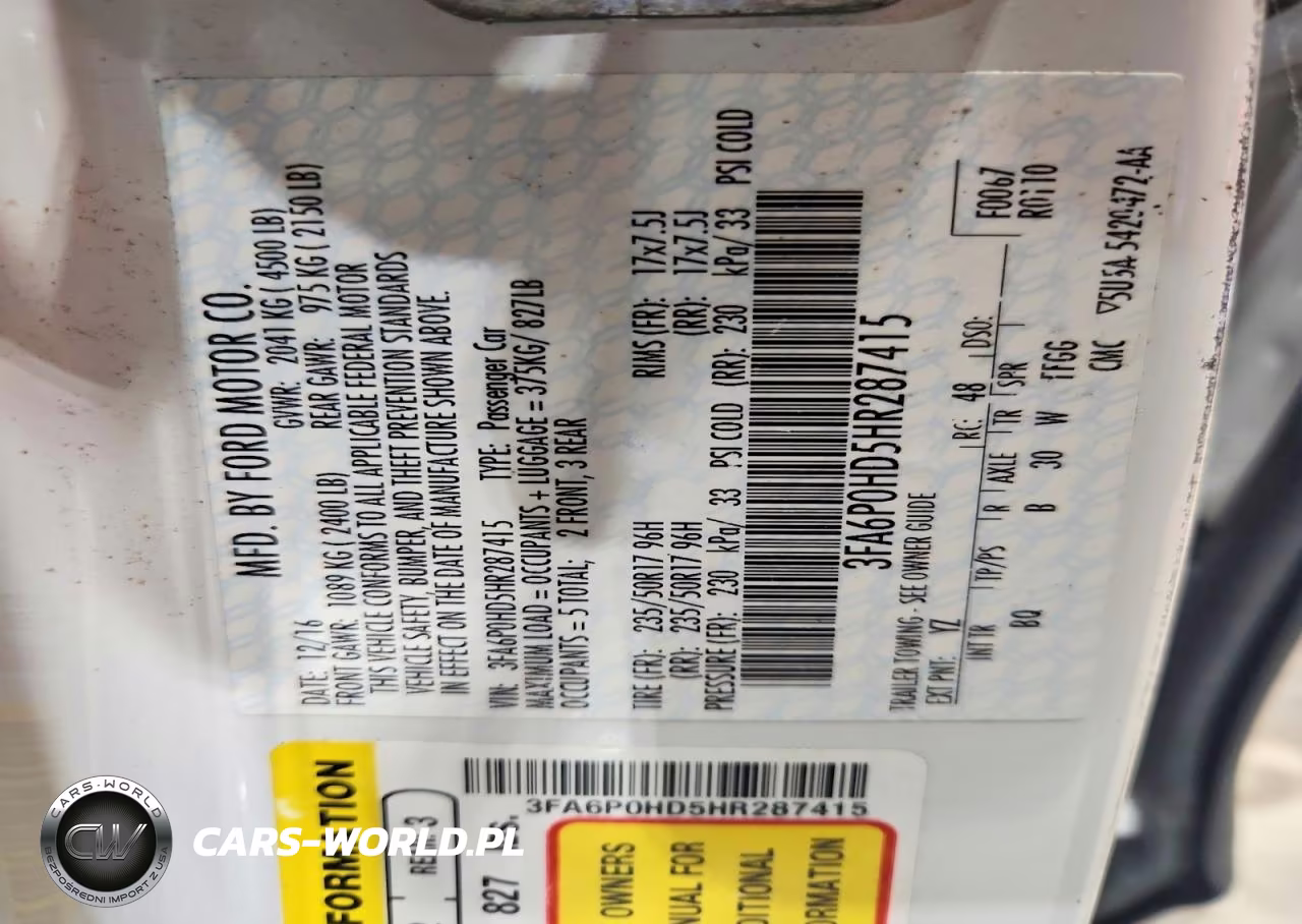 2017 Ford Fusion Se VIN:3FA6P0HD5HR287415 - 12