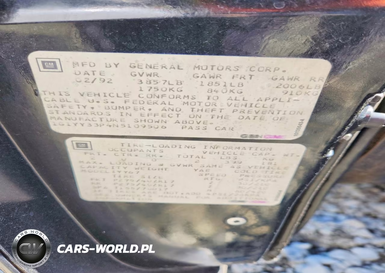 1992 Chevrolet Corvette VIN:1G1YY33P4N5109506 - 12