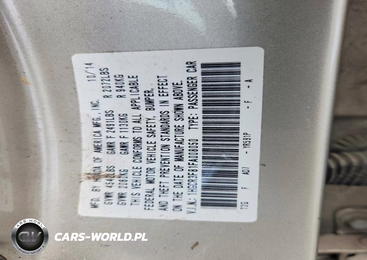 2015 Honda Accord Exl VIN:1HGCR3F81FA008050 - 12