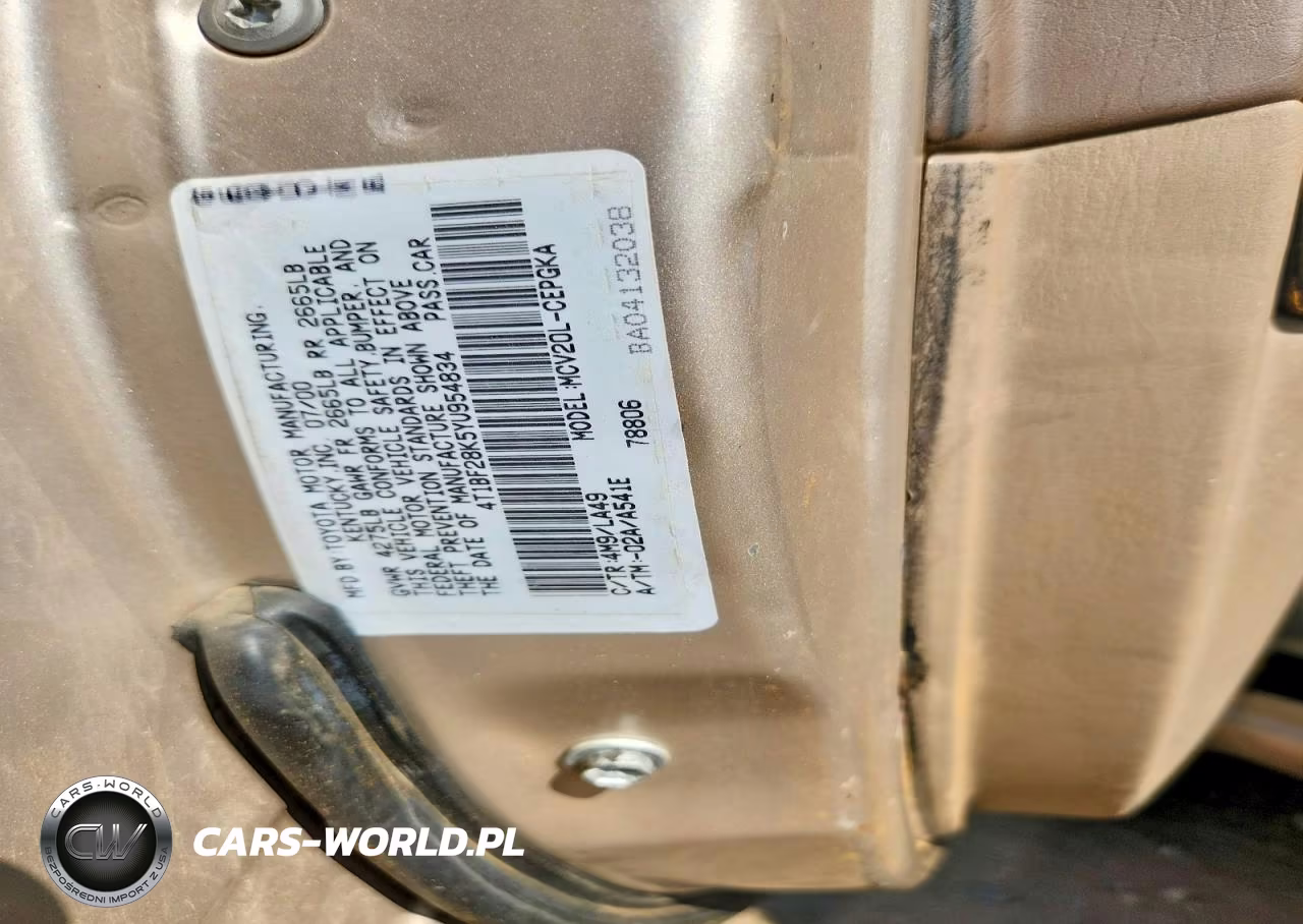 2000 Toyota Camry Xle V6 VIN:4T1BF28K5YU954834 - 12