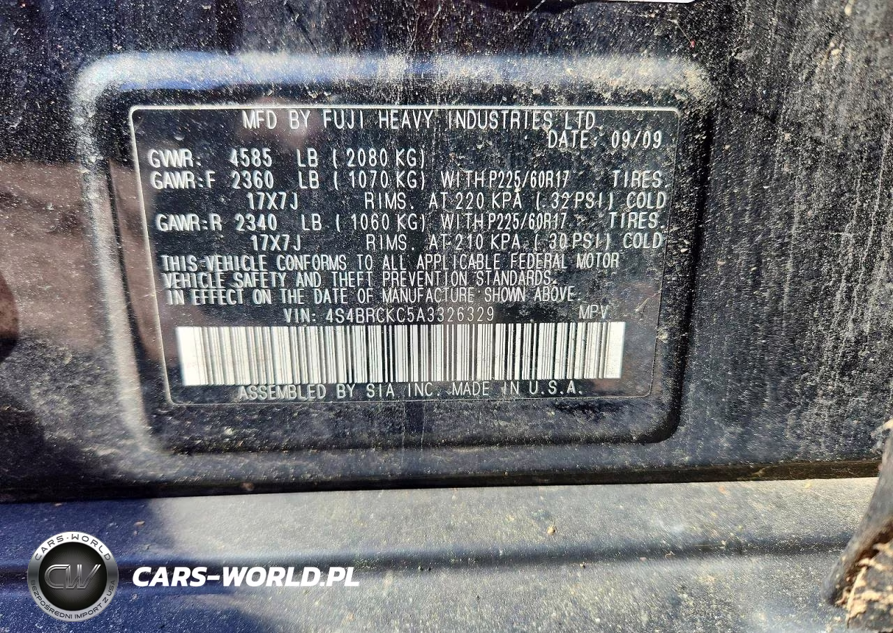 2010 Subaru Outback 2.5I Limited VIN:4S4BRCKC5A3326329 - 13