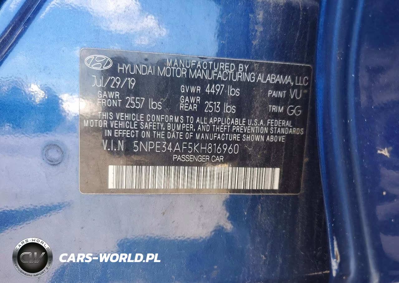 2019 Hyundai Sonata Sel VIN:5NPE34AF5KH816960 - 12