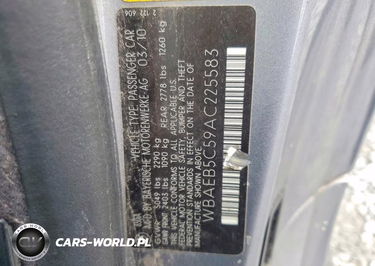 2010 BMW 650 I VIN:WBAEB5C59AC225583 - 12