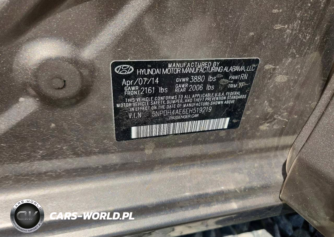 2014 Hyundai Elantra Se VIN:5NPDH4AE6EH519219 - 12