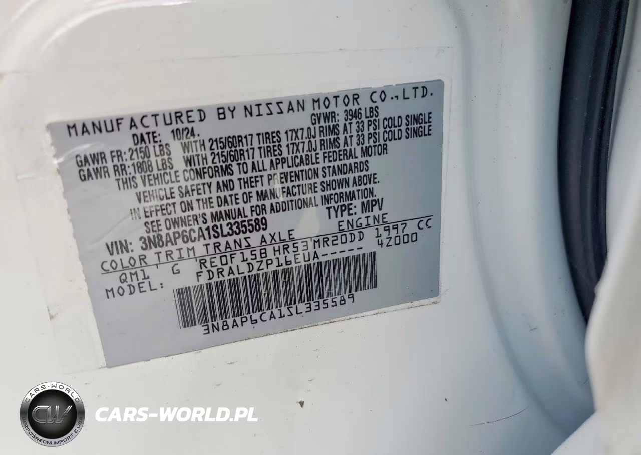 2025 Nissan Kicks Sv VIN:3N8AP6CA1SL335589 - 12
