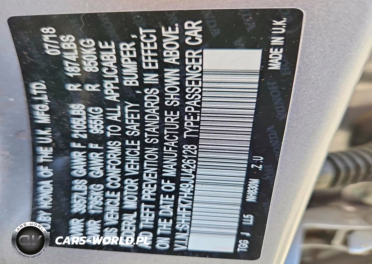 2018 Honda Civic Sport VIN:SHHFK7H49JU426128 - 12