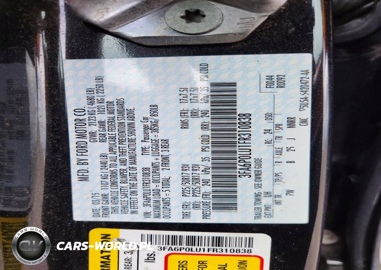 2015 Ford Fusion Se Hybrid VIN:3FA6P0LU1FR310838 - 12