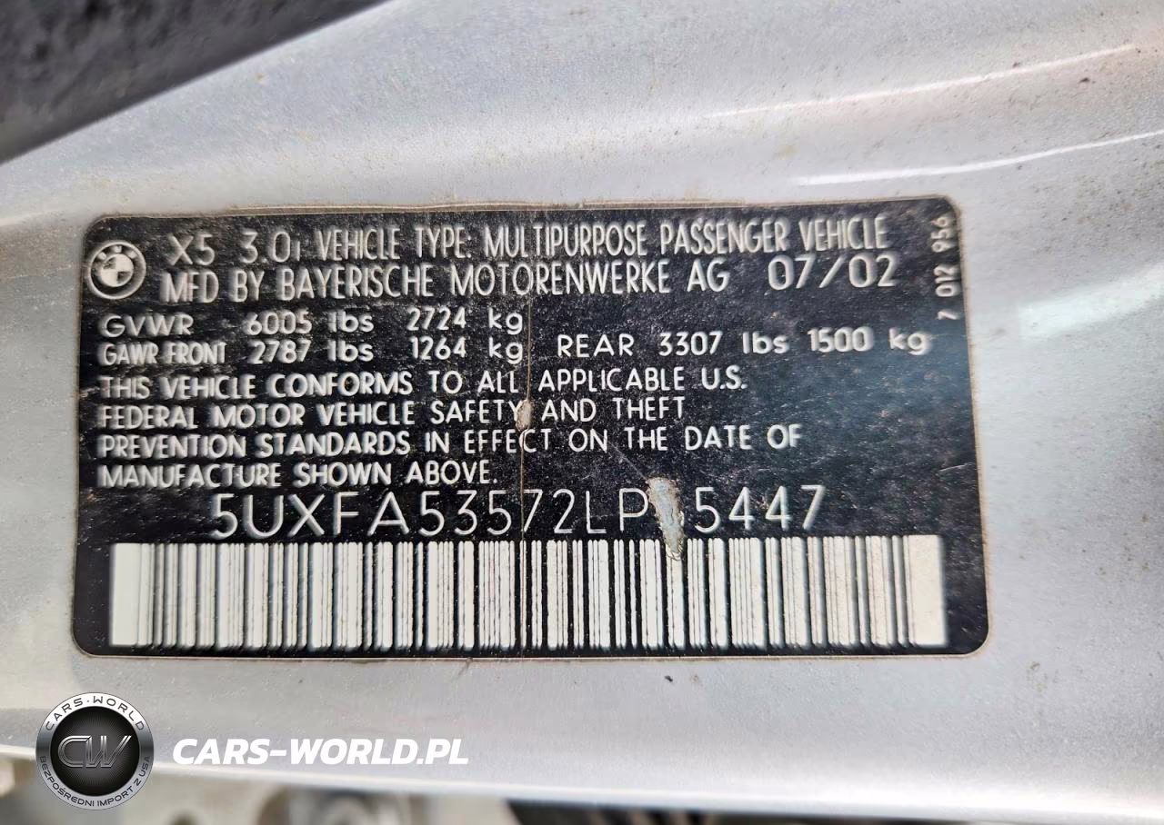 2002 BMW X5 3.0I VIN:5UXFA53572LP55447 - 12