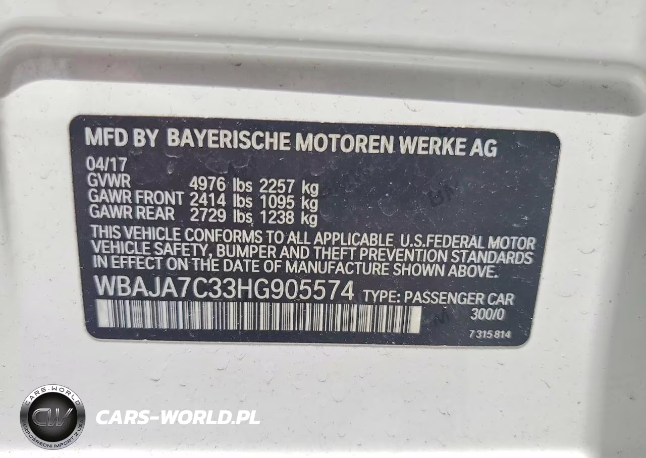 2017 BMW 530 Xi VIN:WBAJA7C33HG905574 - 12
