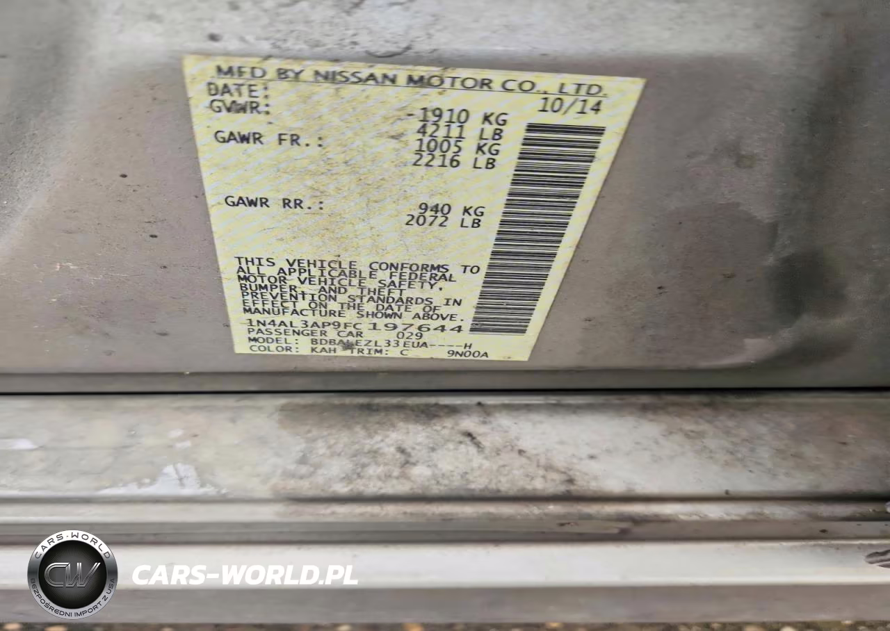 2015 Nissan Altima 2.5 S VIN:1N4AL3AP9FC197644 - 12