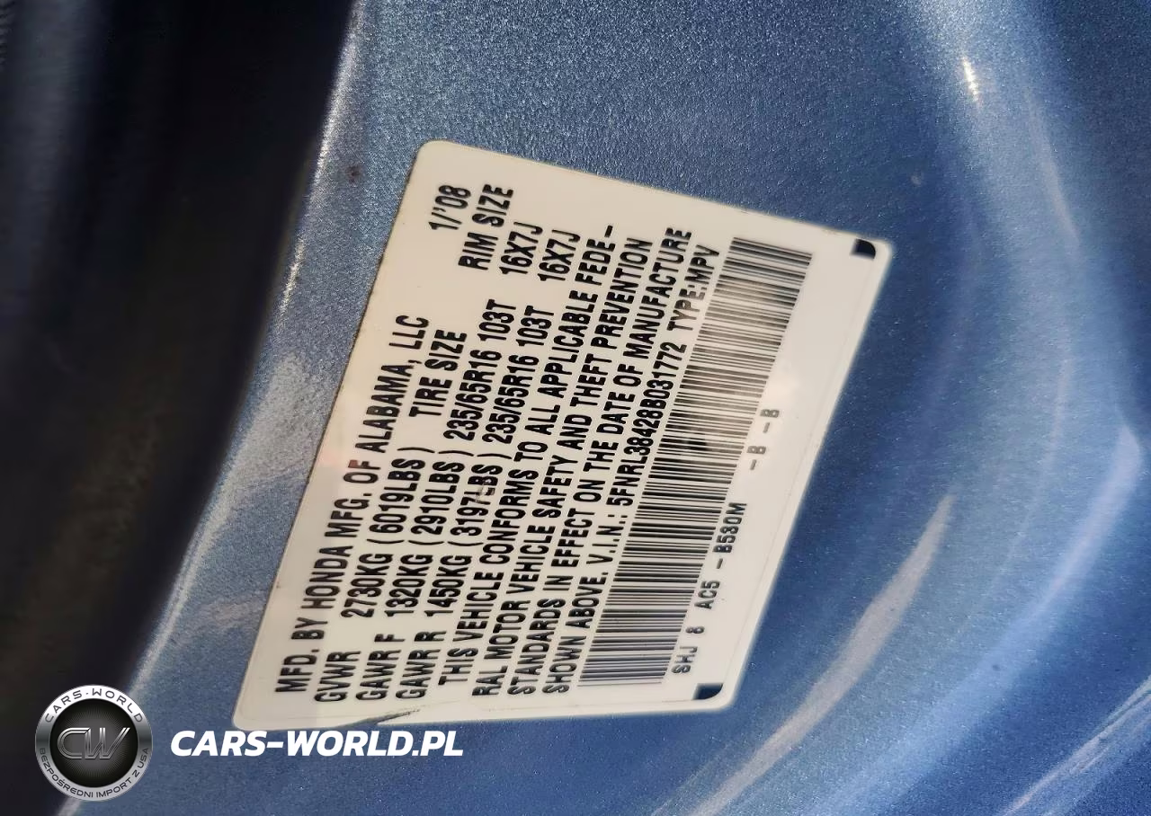 2008 Honda Odyssey Ex VIN:5FNRL38428B031772 - 13