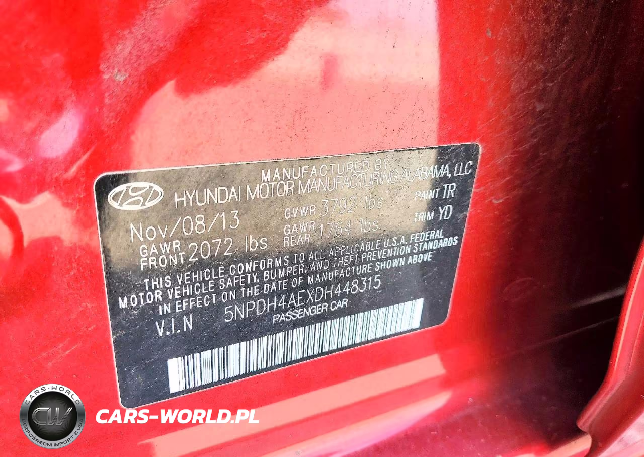 2013 Hyundai Elantra Gls VIN:5NPDH4AEXDH448315 - 12