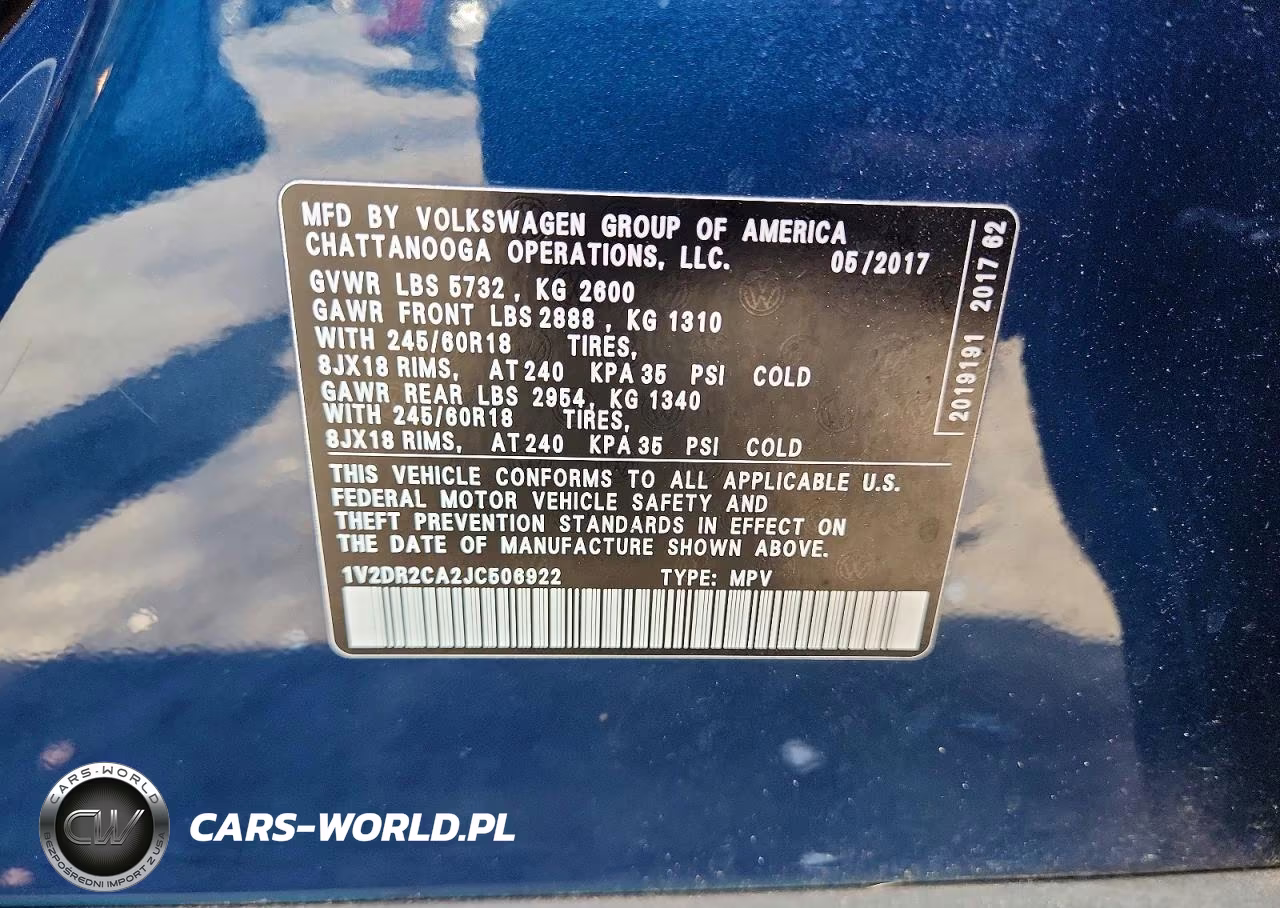 2018 Volkswagen Atlas Se VIN:1V2DR2CA2JC506922 - 13