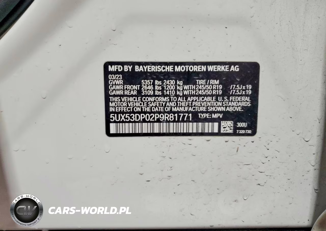 2023 BMW X3 xDrive30I VIN:5UX53DP02P9R81771 - 13