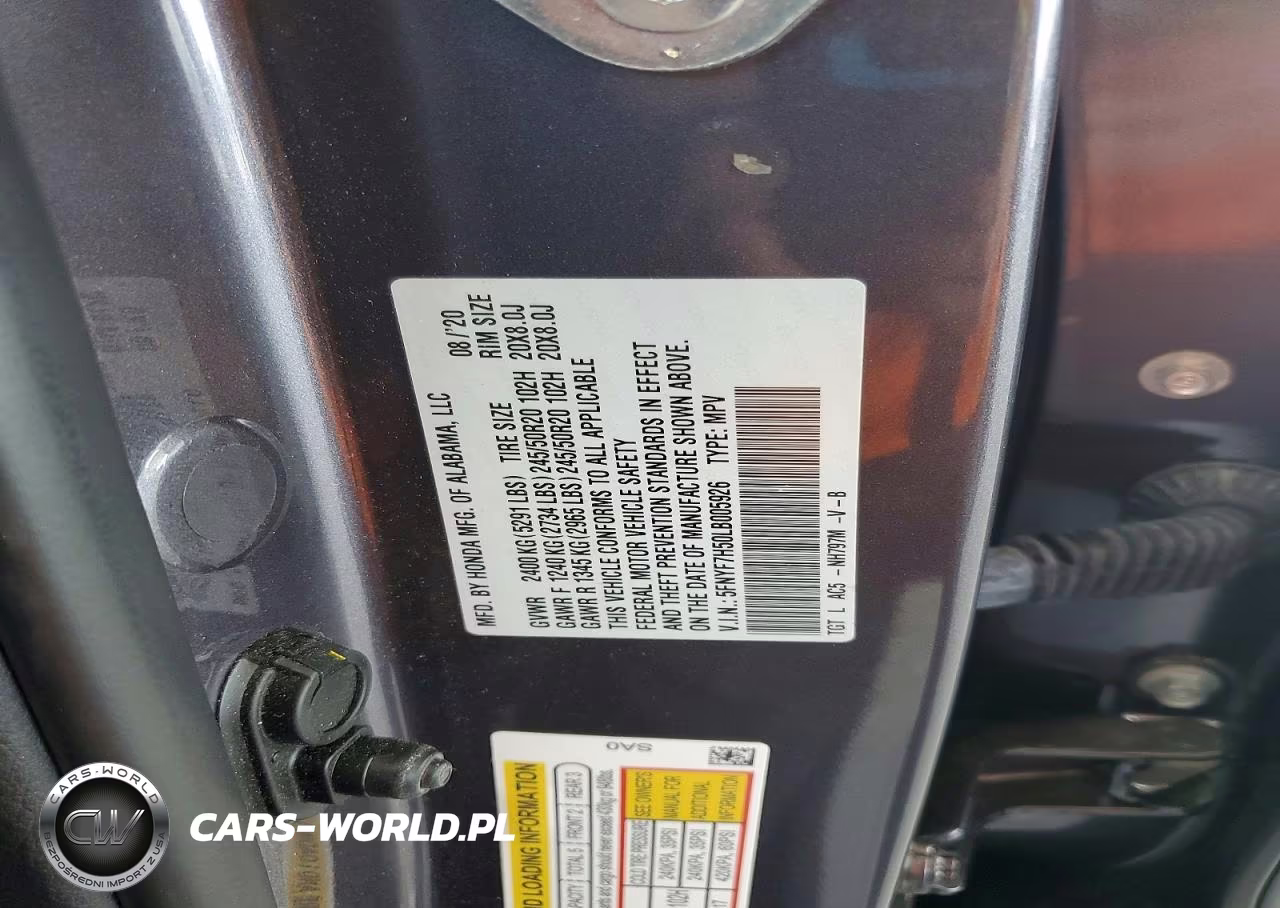 2020 Honda Passport Exl VIN:5FNYF7H50LB005926 - 12