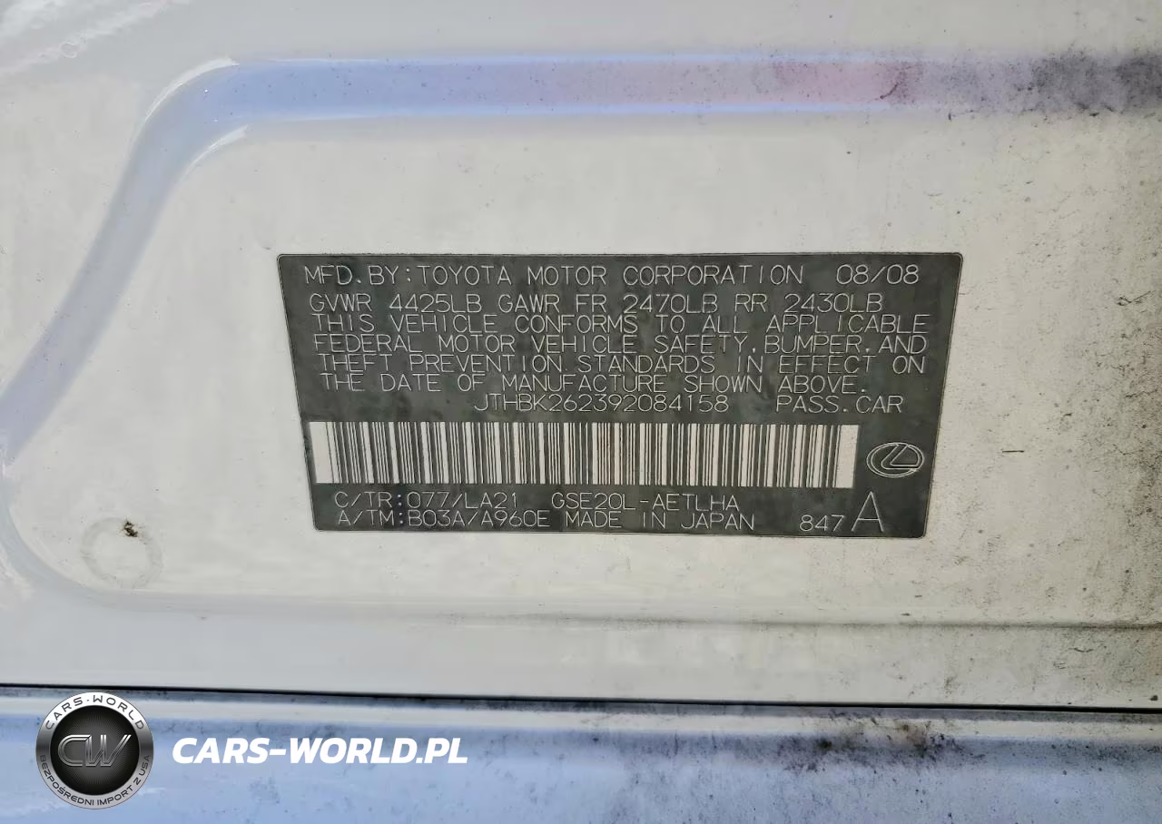 2009 Lexus Is VIN:JTHBK262392084158 - 12