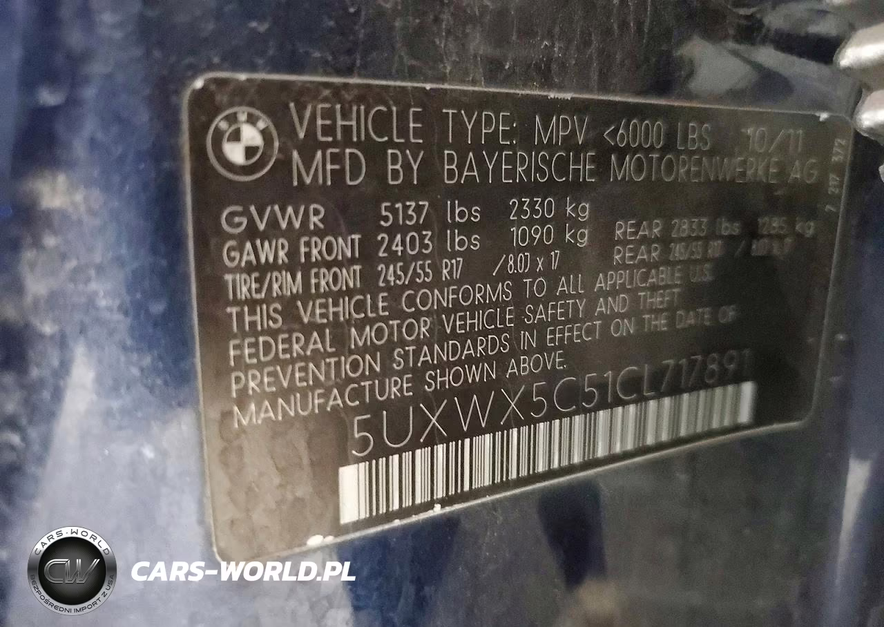 2012 BMW X3 xDrive28I VIN:5UXWX5C51CL717891 - 12