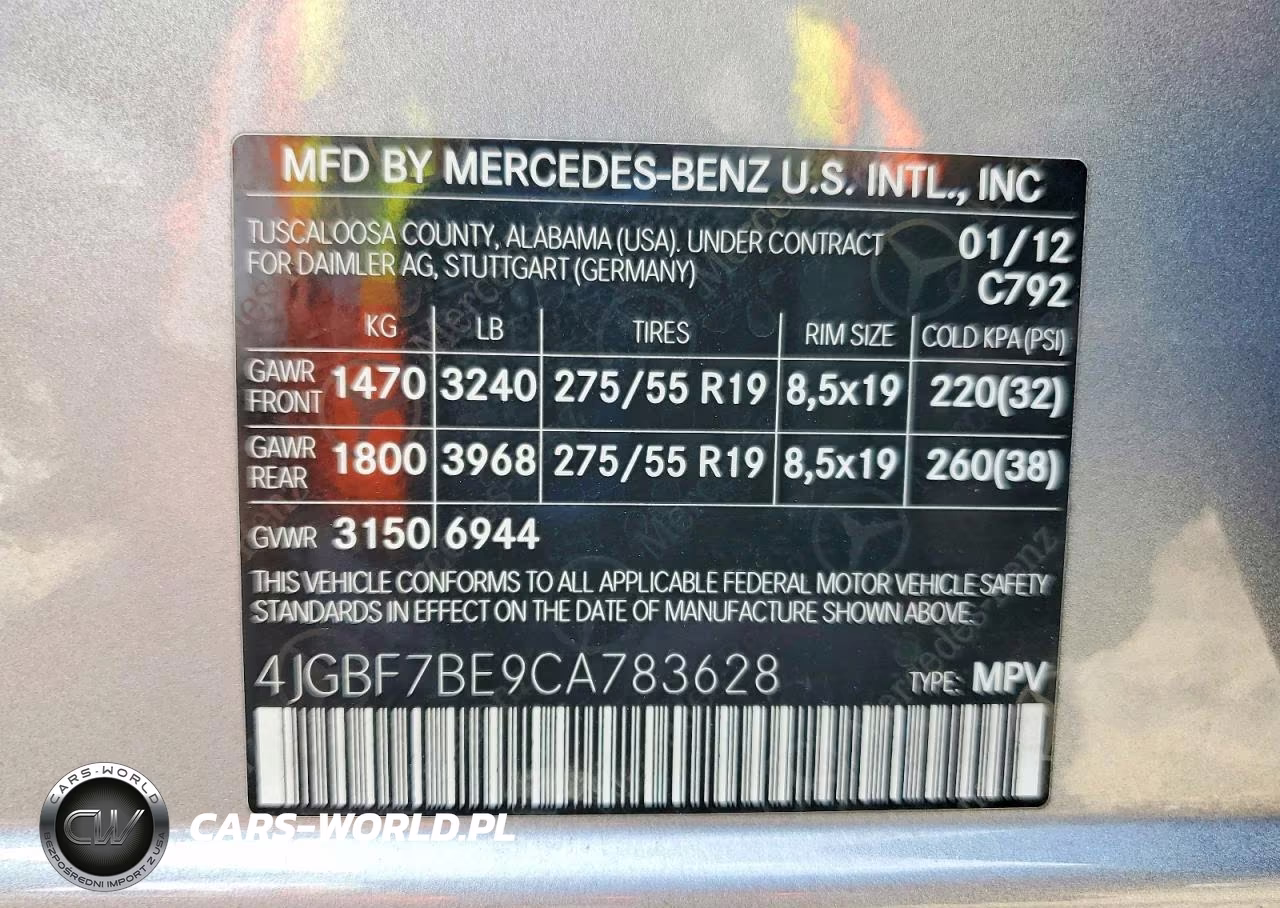 2012 Mercedes-Benz Gl 450 4Matic VIN:4JGBF7BE9CA783628 - 13