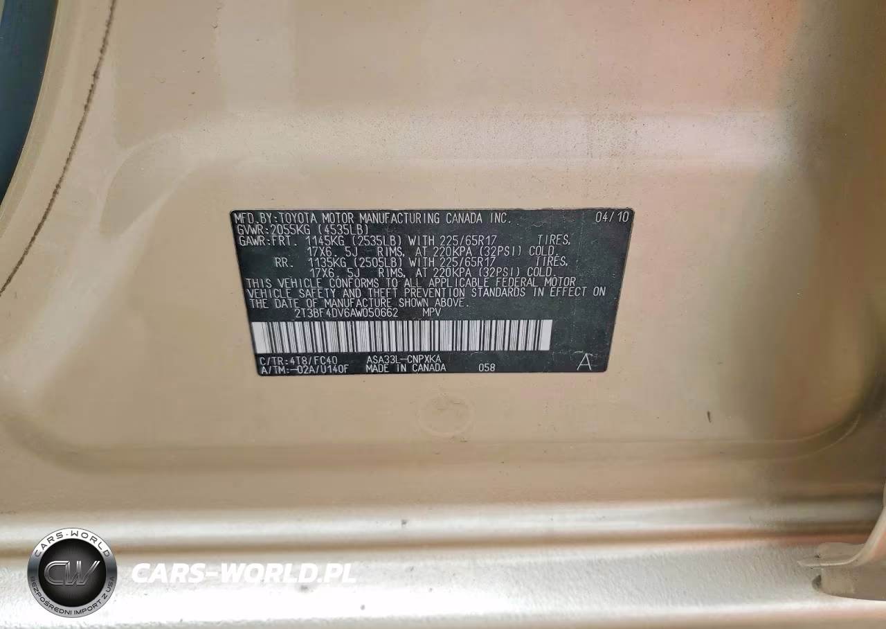 2010 Toyota Rav4 Base VIN:2T3BF4DV6AW050662 - 13