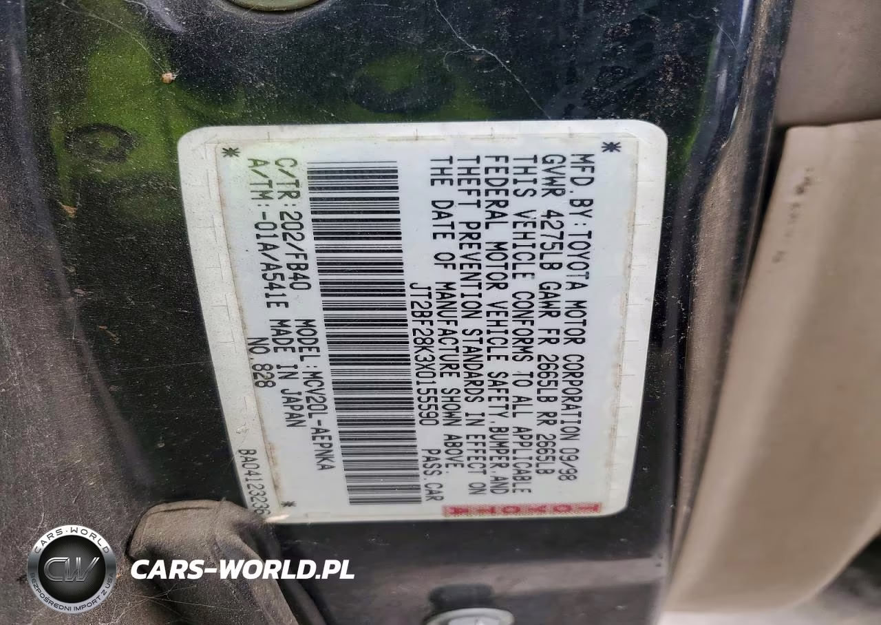 1999 Toyota Camry Le V6 VIN:JT2BF28K3X0155590 - 12