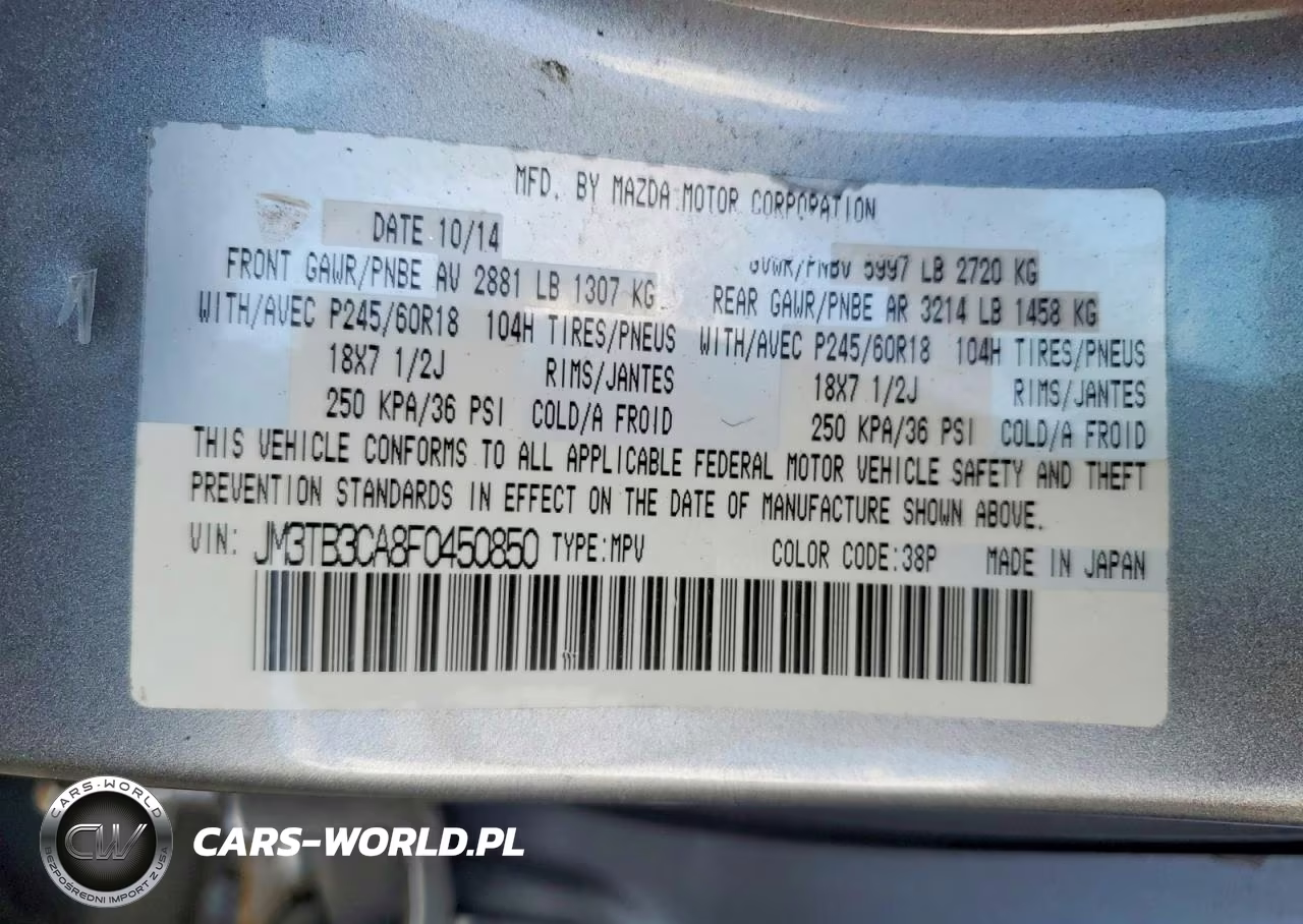 2015 Mazda Cx-9 Touring VIN:JM3TB3CA8F0450850 - 13