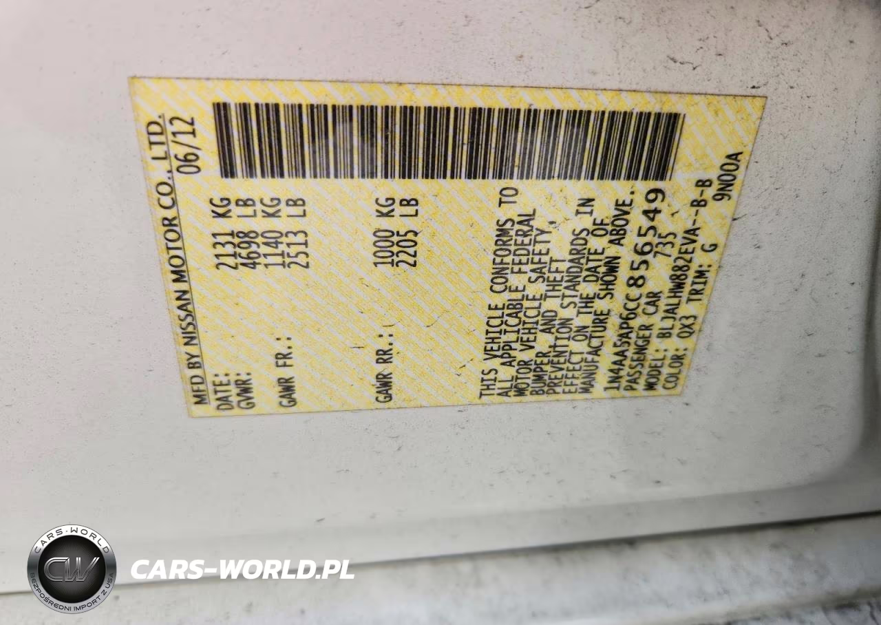 2012 Nissan Maxima 3.5 S VIN:1N4AA5AP6CC856549 - 13