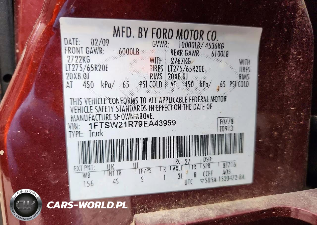 2009 Ford F250 Super Duty VIN:1FTSW21R79EA43959 - 12