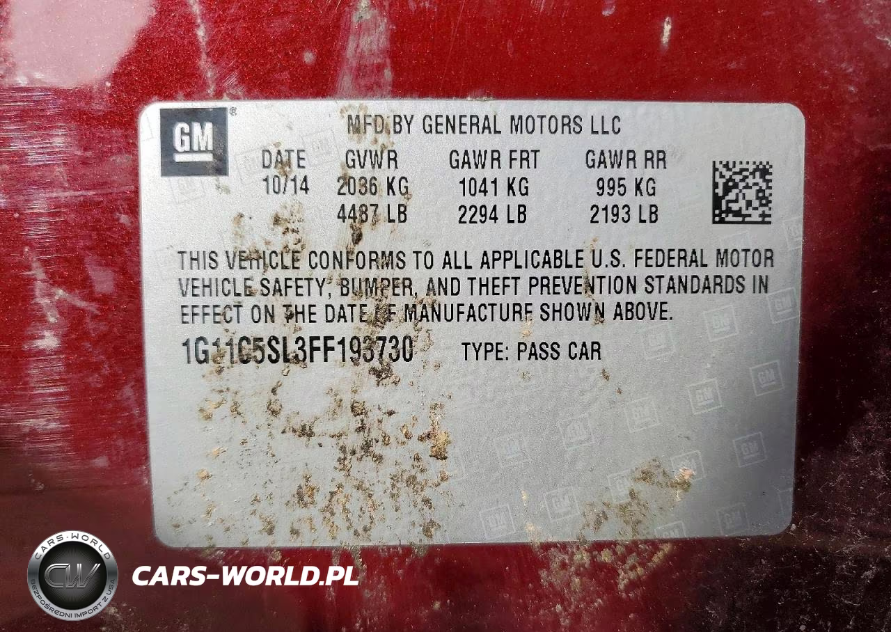 2015 Chevrolet Malibu 1Lt VIN:1G11C5SL3FF193730 - 12