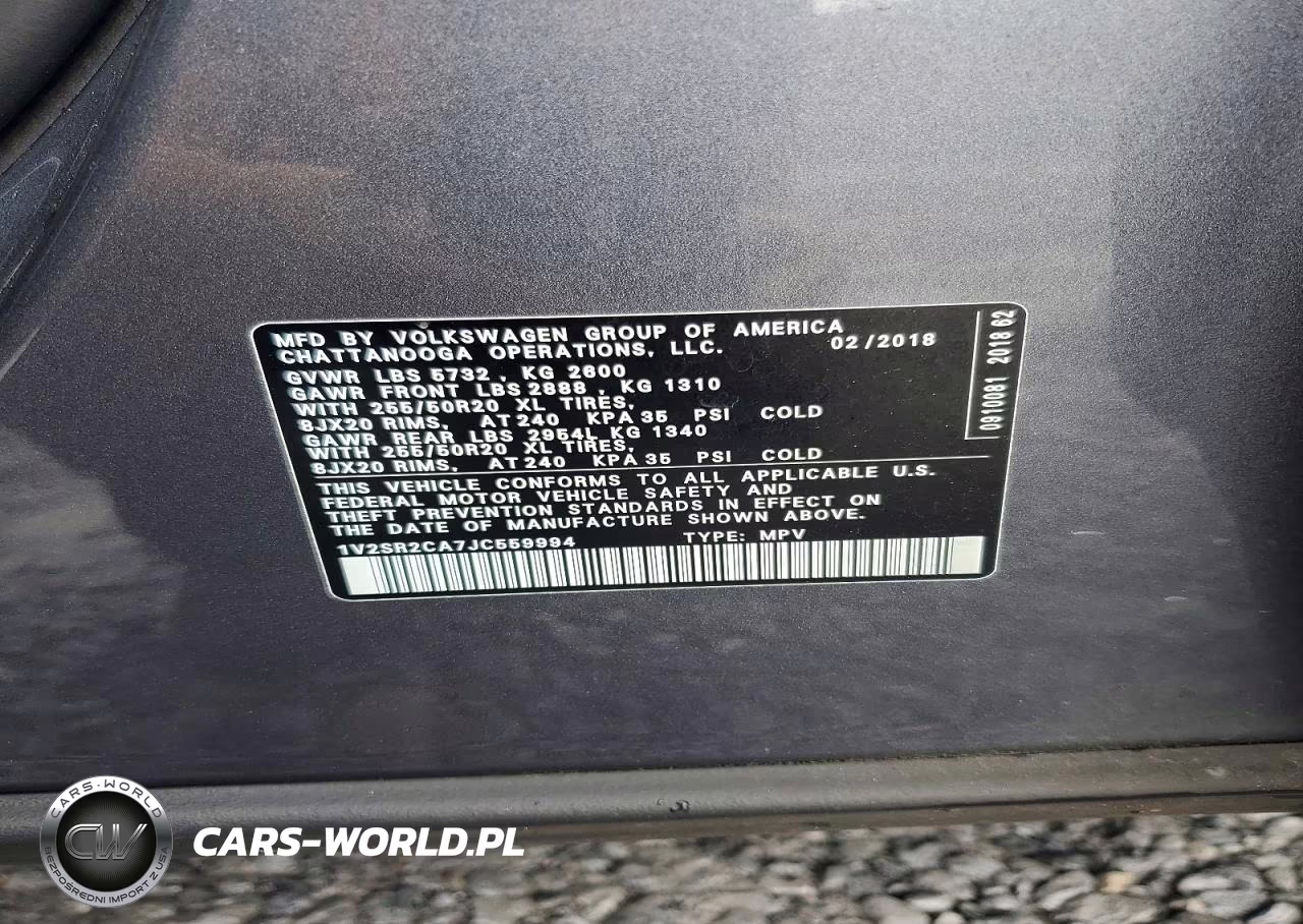 2018 Volkswagen Atlas Sel VIN:1V2SR2CA7JC559994 - 12