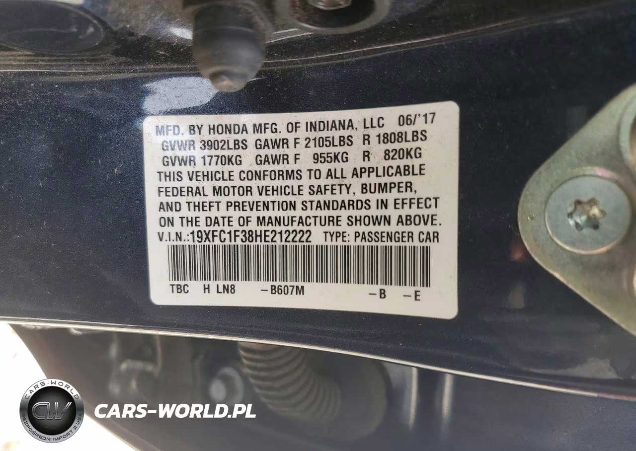 2017 Honda Civic Ex VIN:19XFC1F38HE212222 - 12