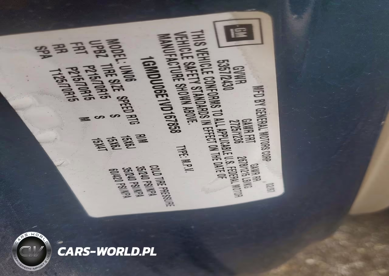 1997 Pont Trans Sport Se 3D Wa VIN:1GMDU06E1VD167858 - 13
