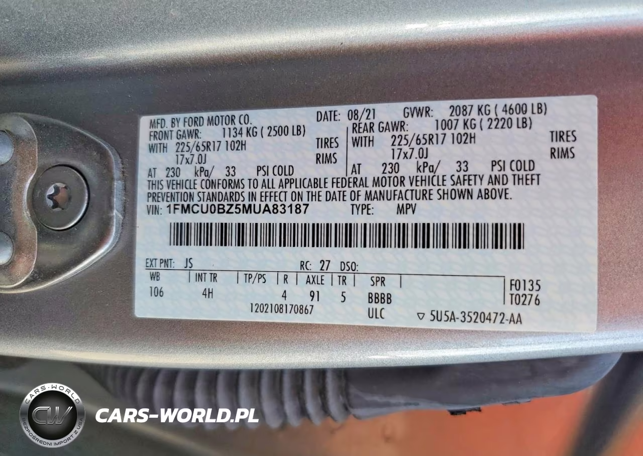 2021 Ford Escape Se VIN:1FMCU0BZ5MUA83187 - 14