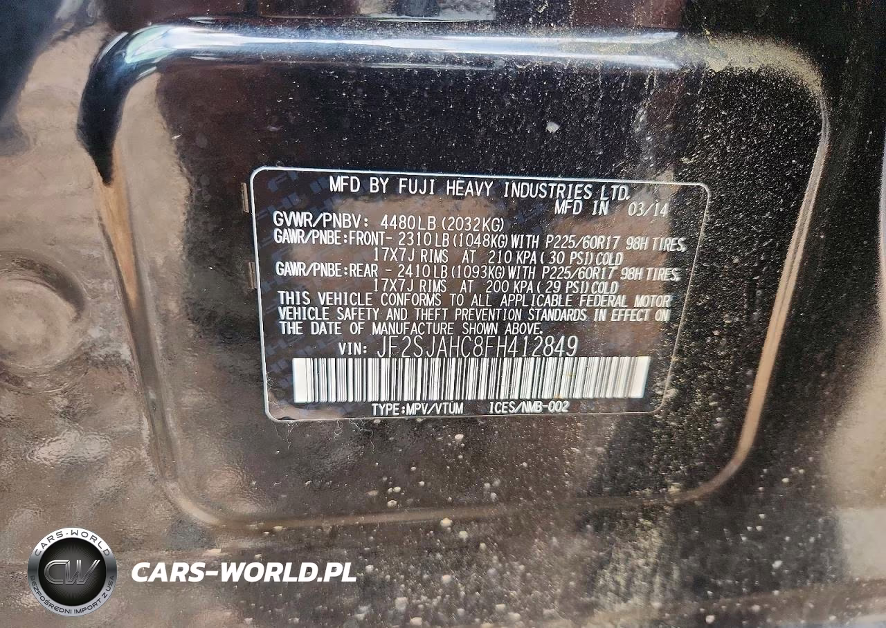 2015 Subaru Forester 2.5I Limited VIN:JF2SJAHC8FH412849 - 14