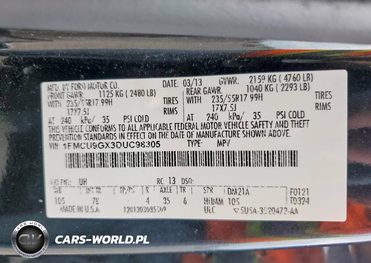 2013 Ford Escape VIN:1FMCU9GX3DUC98305 - 13