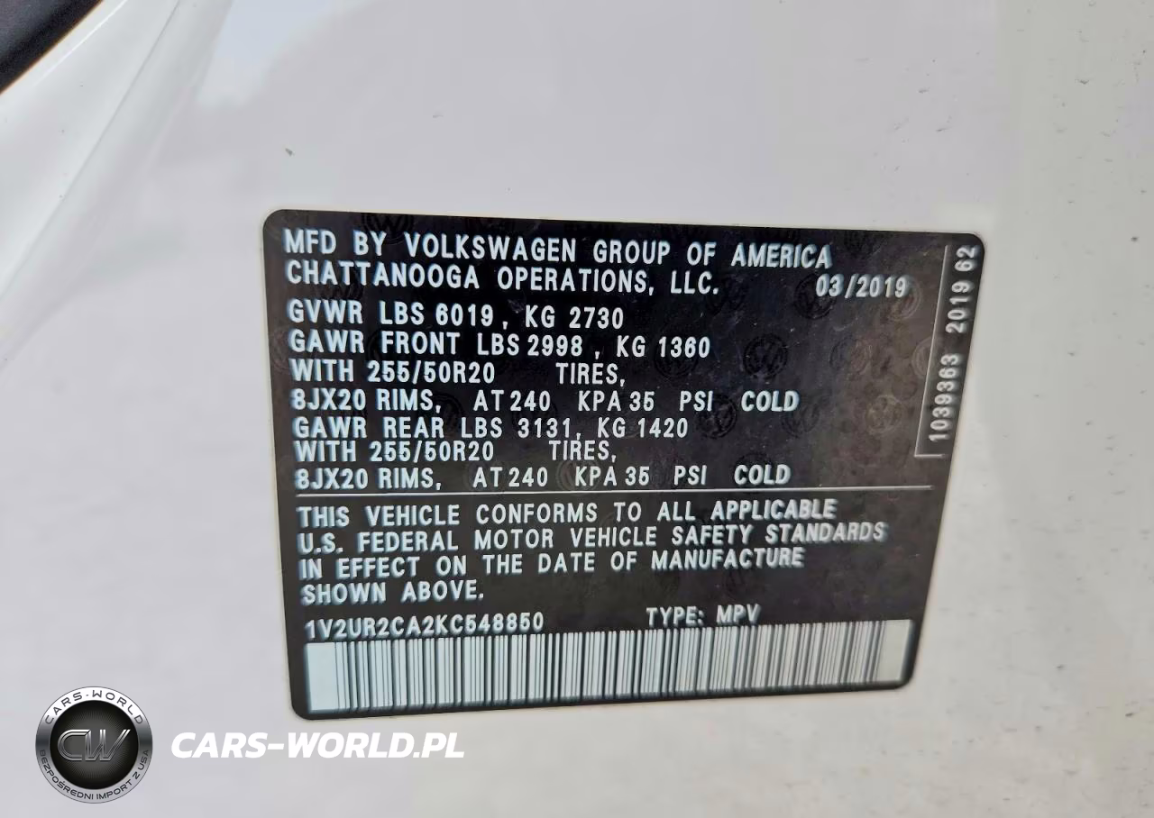 2019 Volkswagen Atlas Se VIN:1V2UR2CA2KC548850 - 13
