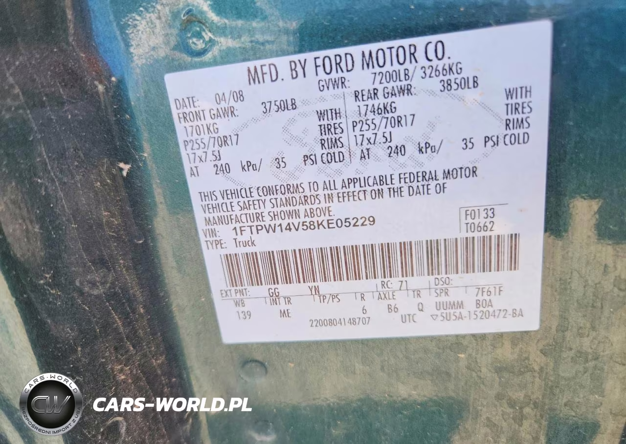 2008 Ford F150 Supercrew VIN:1FTPW14V58KE05229 - 12