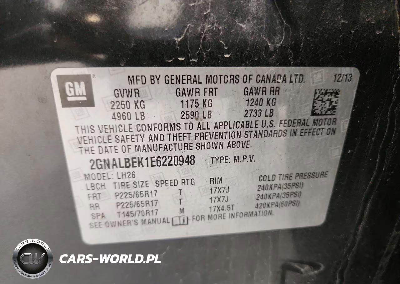 2014 Chevrolet Equinox Lt VIN:2GNALBEK1E6220948 - 13