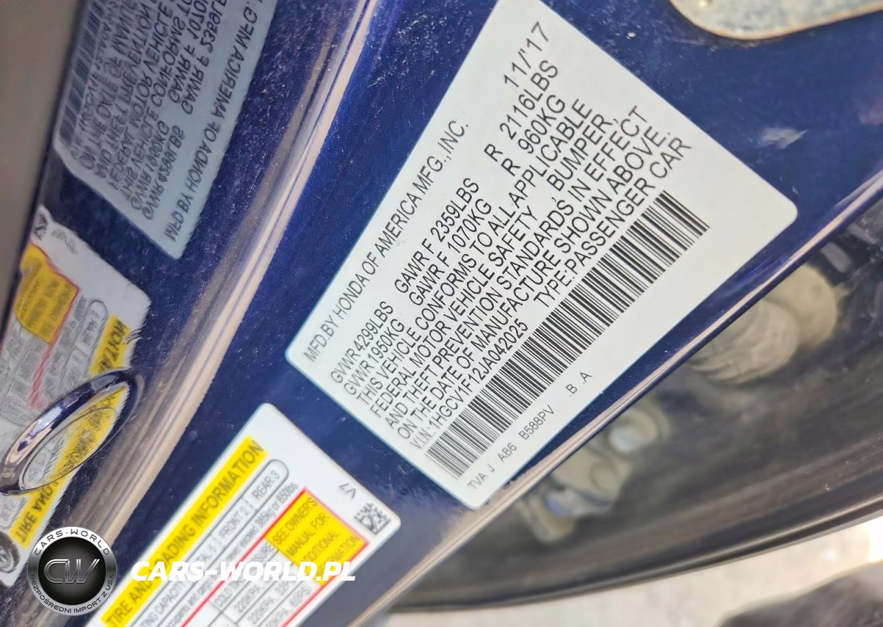 2018 Honda Accord Lx VIN:1HGCV1F12JA042025 - 12