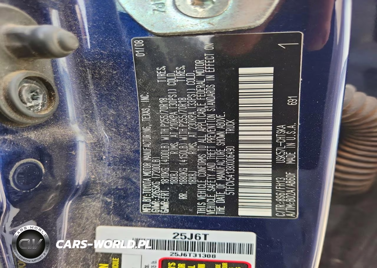 2008 Toyota Tundra Grade VIN:5TFCV54138X006490 - 12