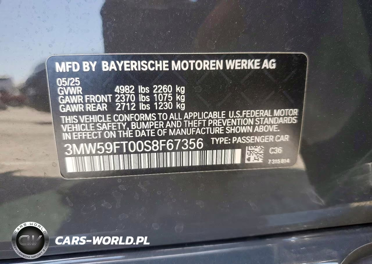2025 BMW M340I VIN:3MW59FT00S8F67356 - 13