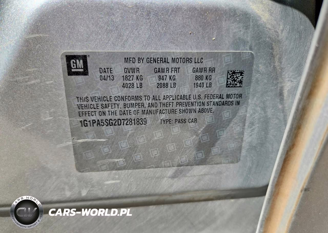 2013 Chevrolet Cruze Ls VIN:1G1PA5SG2D7281839 - 13