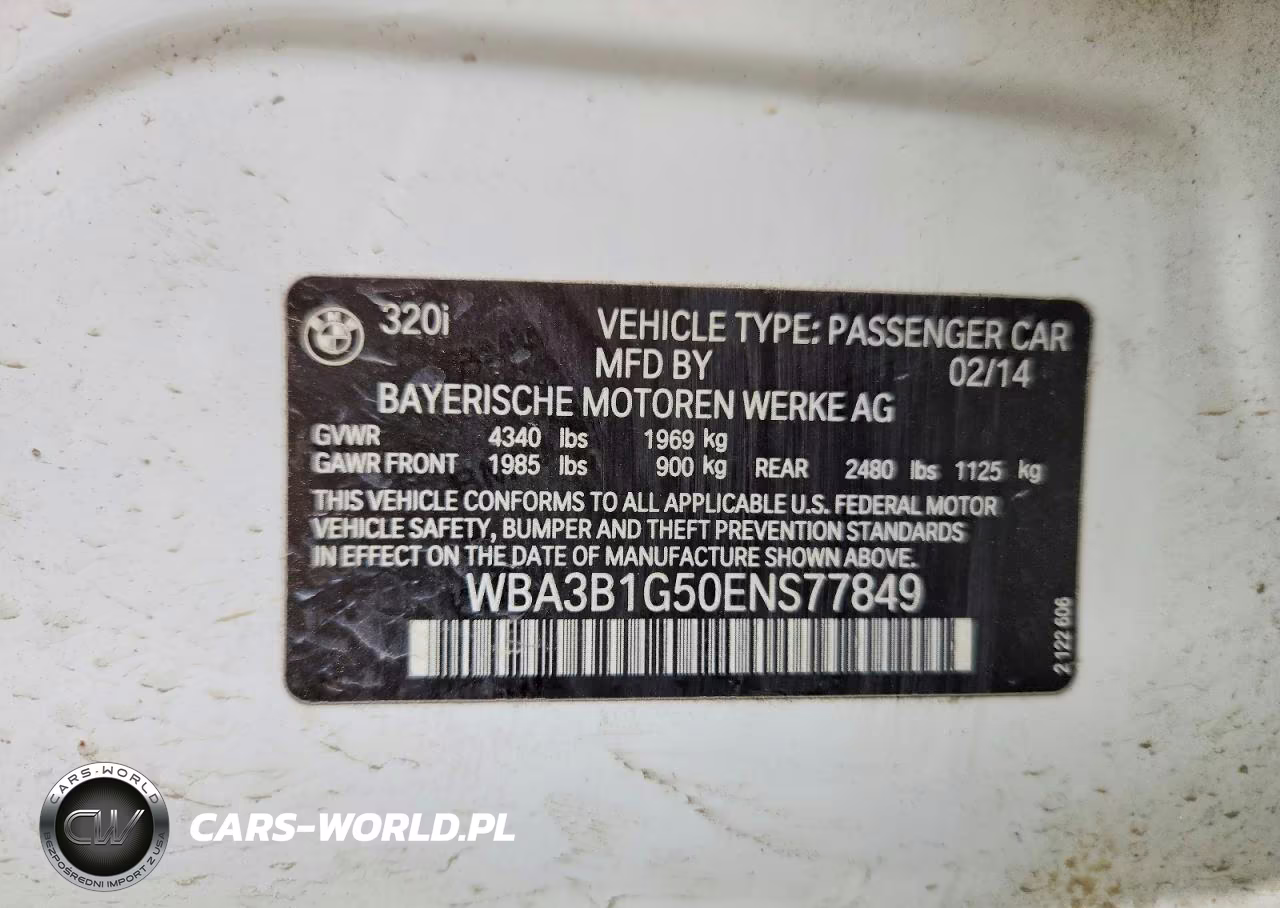 2014 BMW 320 I VIN:WBA3B1G50ENS77849 - 12
