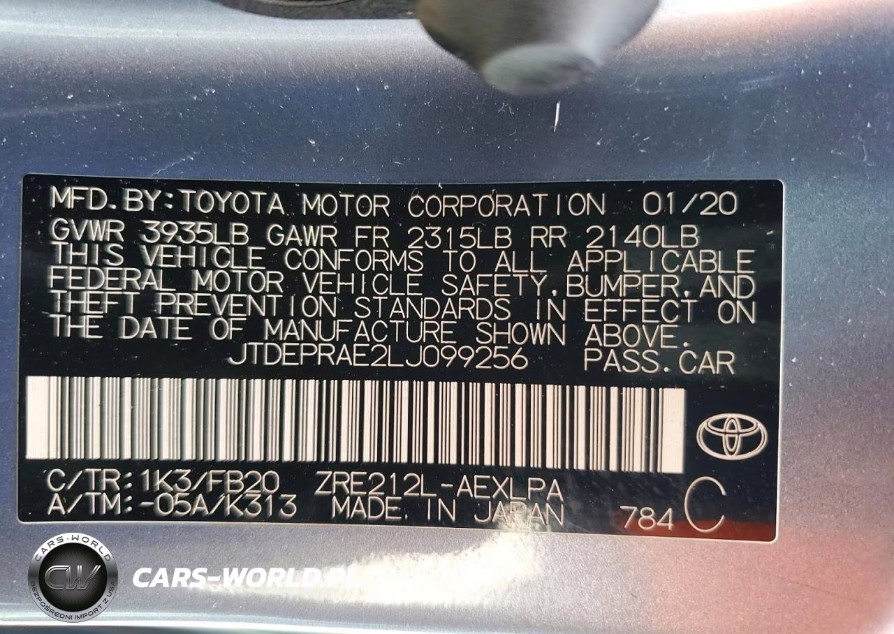 2020 Toyota Corolla Le VIN:JTDEPRAE2LJ099256 - 12