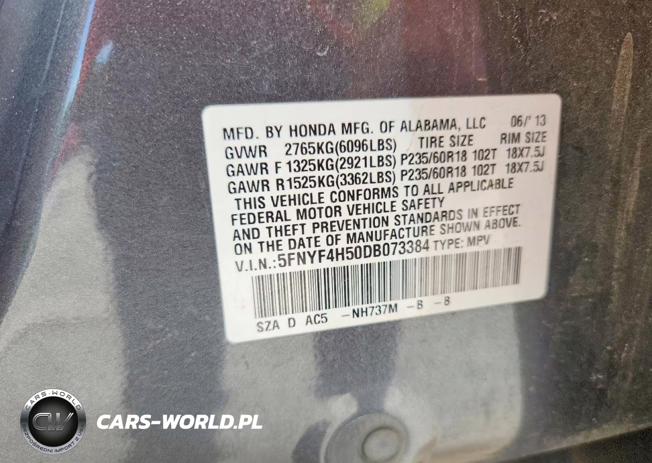 2013 Honda Pilot Exl VIN:5FNYF4H50DB073384 - 13